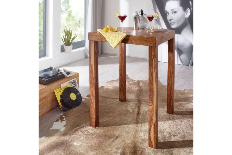 Baaripöytä Wohnling Vakaa massiivipuuta sheesham 80 x 80 x 110 cm - Huonekalut - Pöytä & ruokailuryhmä - Baaripöytä