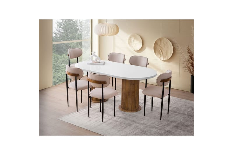 Babilas Ruokapöytä 180 cm Soikea - Valkoinen - Huonekalut - Pöytä & ruokailuryhmä - Ruokapöydät & keittiön pöydät