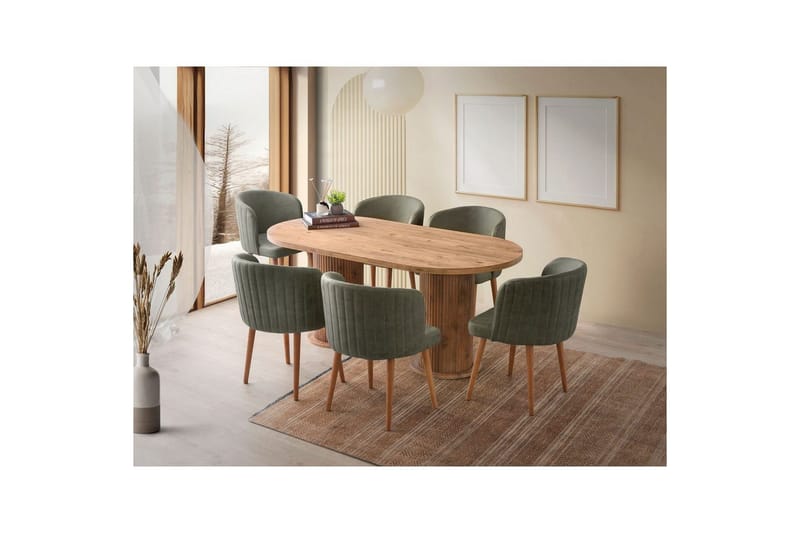 Babilas Ruokapöytä 180 cm Soikea - Pähkinä - Huonekalut - Pöytä & ruokailuryhmä - Ruokapöydät & keittiön pöydät