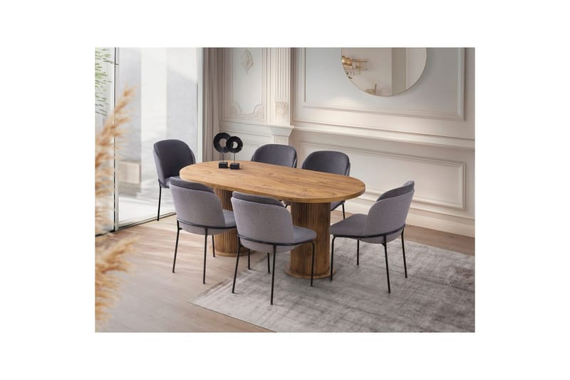 Babilas Ruokapöytä 180 cm Soikea - Pähkinä - Huonekalut - Pöytä & ruokailuryhmä - Ruokapöydät & keittiön pöydät