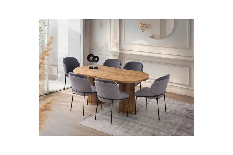 Babilas Ruokapöytä 180 cm Soikea - Pähkinä - Huonekalut - Pöytä & ruokailuryhmä - Ruokapöydät & keittiön pöydät