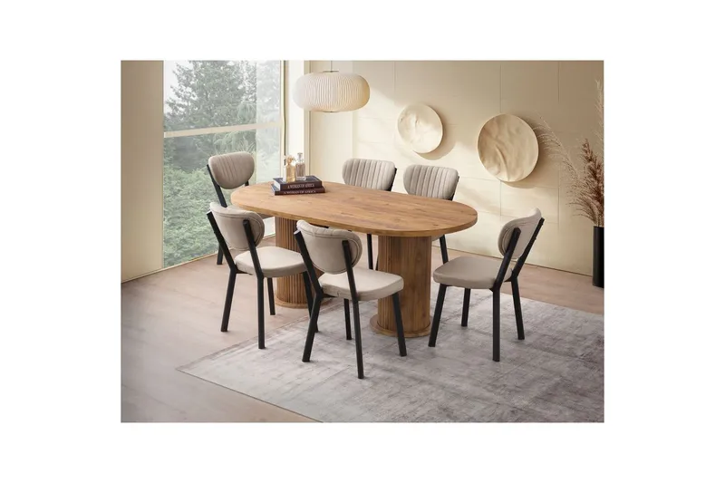 Babilas Ruokapöytä 180 cm Soikea - Pähkinä - Huonekalut - Pöytä & ruokailuryhmä - Ruokapöydät & keittiön pöydät