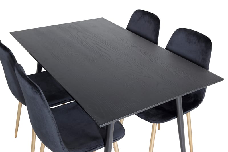 Balisa-ruokailuryhmä 120 cm, sisältää 4 Pontus-samettituolia - Musta/Messinki - Huonekalut - Pöytä & ruokailuryhmä - Ruokailuryhmä