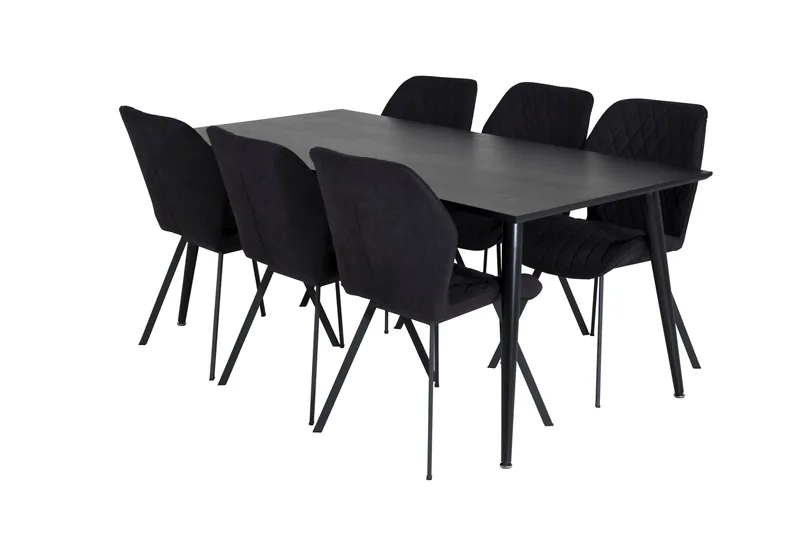 Balisa-ruokailuryhmä 180 cm, sisältää 6 Sumoas-tuolia, Musta