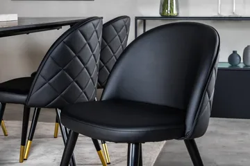 Balisa-ruokailuryhmä 180 cm, sisältää 6 Valera-tuolia - Musta/Messinki - Huonekalut - Pöytä & ruokailuryhmä - Ruokailuryhmä