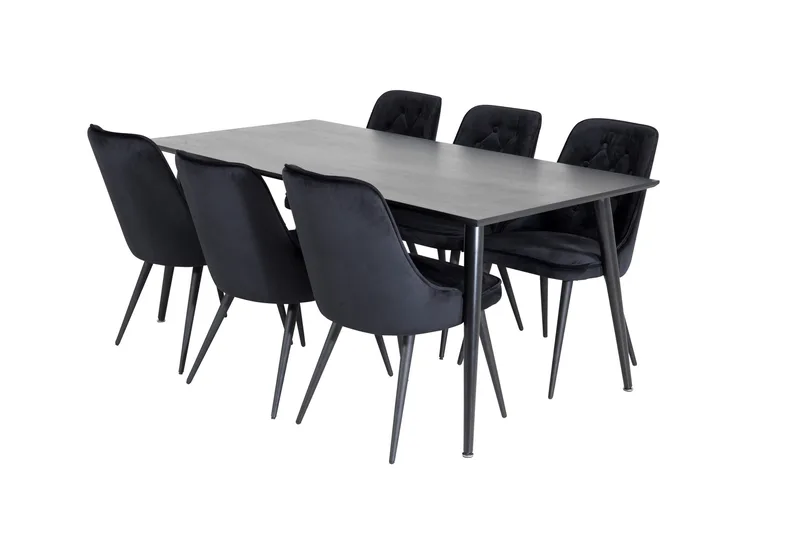Balisa-ruokailuryhmä 180 cm, sis. 6 Valera-luksustuolia, Sametti/Musta