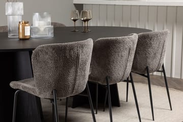 Bariso-ruokapöytä 230x115x75 cm, soikea, ja 6 Modesto-ruokatuolia - Huonekalut - Pöytä & ruokailuryhmä - Ruokailuryhmä