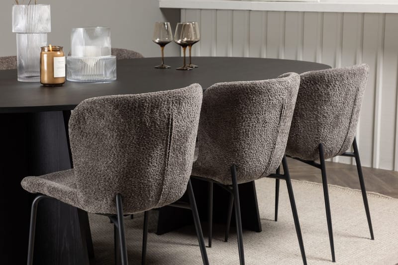Bariso-ruokapöytä 230x115x75 cm, soikea, ja 6 Modesto-ruokatuolia - Huonekalut - Pöytä & ruokailuryhmä - Ruokailuryhmä