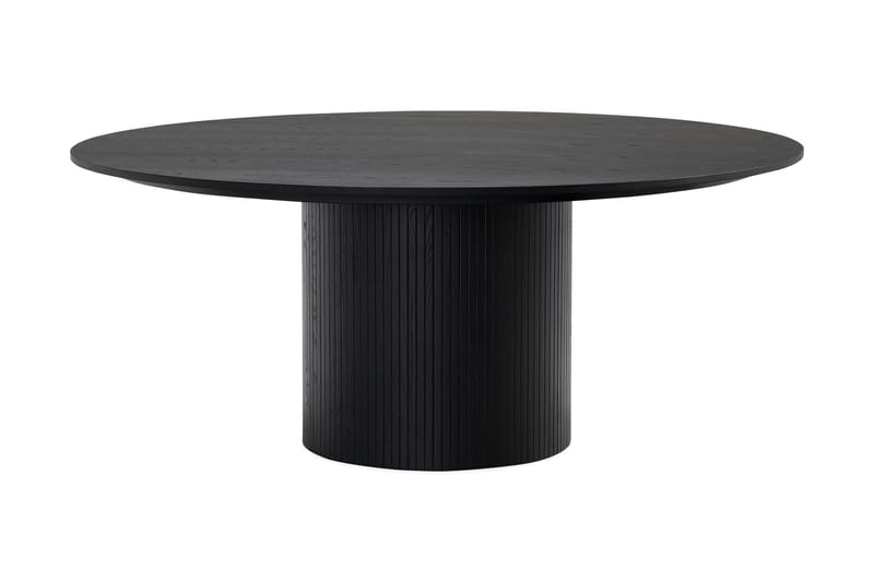 Bark Kopparbo Runt Stort Matbord 180 cm Svart med 4 Sawako Greige Stolar Svart|Greige - Huonekalut - Pöytä & ruokailuryhmä - Ruokailuryhmä