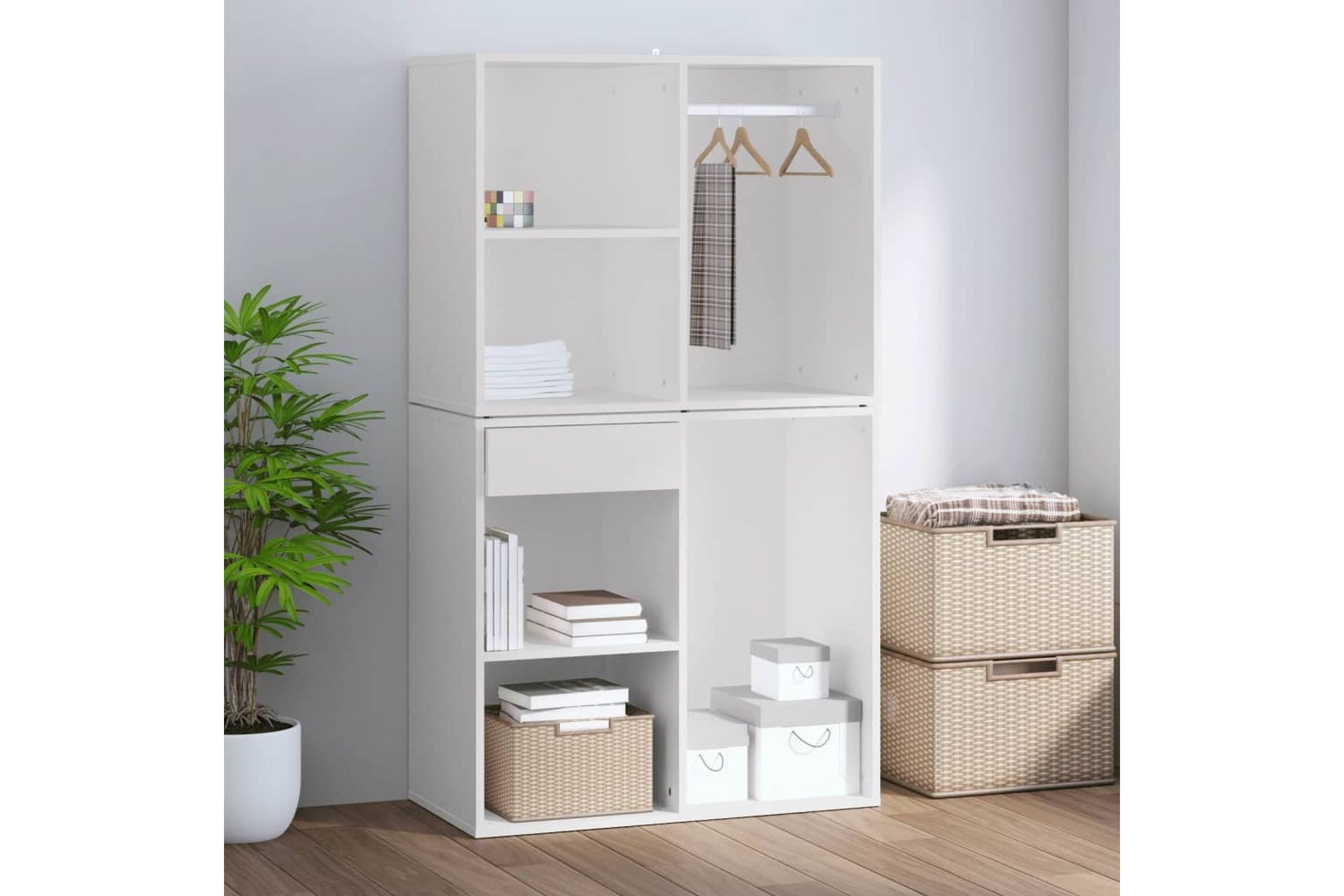 beBasic Kosmetiikkakaappi valkoinen 80x40x65 cm tekninen puu - Valkoinen - Huonekalut - Pöytä & ruokailuryhmä - Meikki- & kampauspöydät