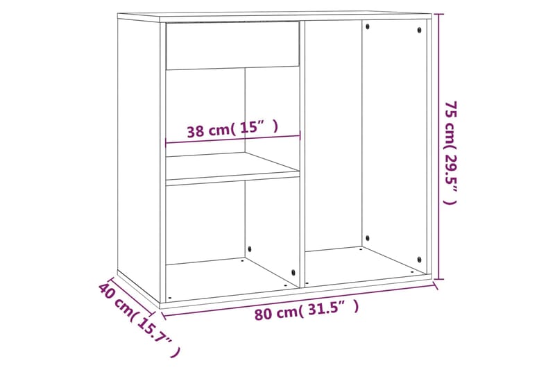 beBasic Kosmetiikkakaappi valkoinen 80x40x75 cm tekninen puu - Valkoinen - Huonekalut - Pöytä & ruokailuryhmä - Meikki- & kampauspöydät