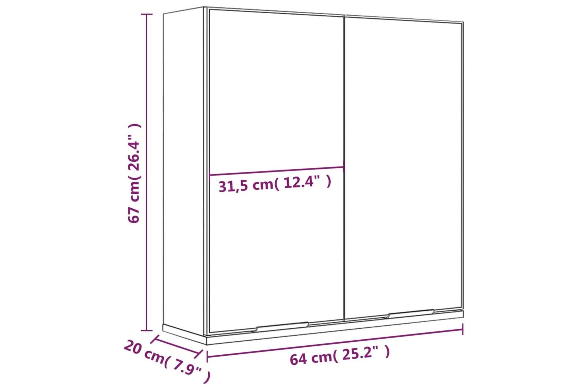 beBasic Kylpyhuoneen peilikaappi savutammi 64x20x67 cm - Ruskea - Huonekalut - Pöytä & ruokailuryhmä - Meikki- & kampauspöydät