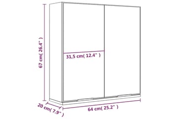 beBasic Kylpyhuoneen peilikaappi savutammi 64x20x67 cm - Ruskea - Huonekalut - Pöytä & ruokailuryhmä - Meikki- & kampauspöydät