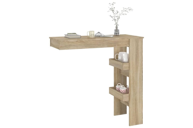 beBasic Seinäkiinnitettävä baaripöytä tammi 102x45x103,5cm tekninen puu - Ruskea - Huonekalut - Pöytä & ruokailuryhmä - Baaripöytä