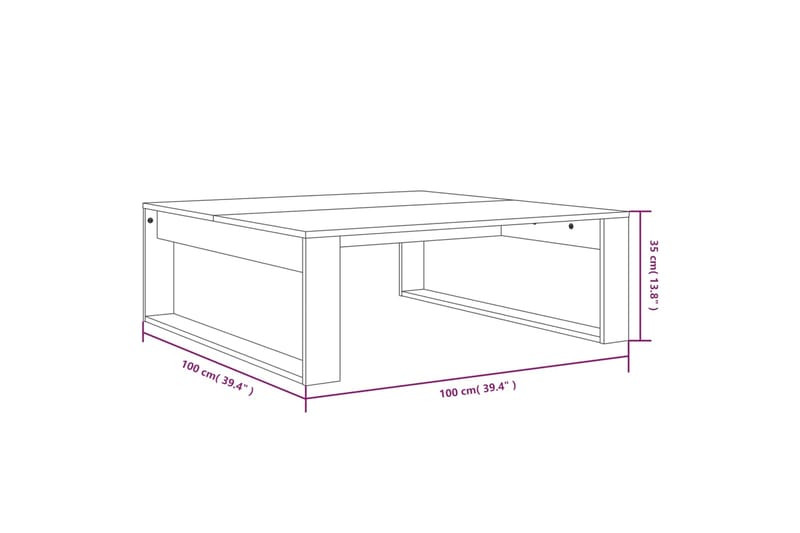 beBasic Sohvapöytä harmaa Sonoma 100x100x35 cm tekninen puu - Harmaa - Sohvapöytä