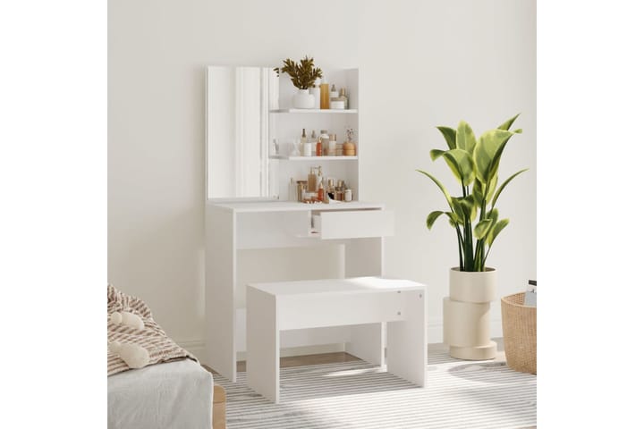 beBasic Peilipöytäsarja valkoinen 74,5x40x141 cm - Valkoinen - Meikki- & kampauspöydät