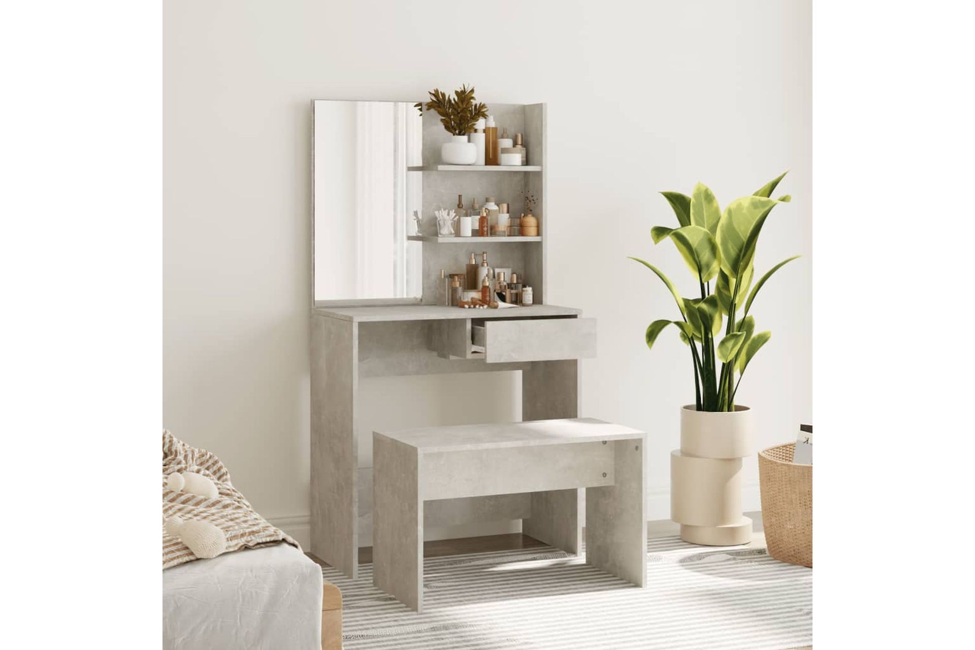 beBasic Peilipöytäsarja betoninharmaa 74,5x40x141 cm - Harmaa - Huonekalut - Pöytä & ruokailuryhmä - Meikki- & kampauspöydät