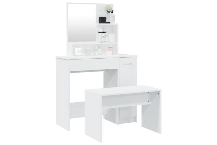 beBasic Peilipöytäsarja valkoinen 86,5x35x136 cm - Valkoinen - Meikki- & kampauspöydät