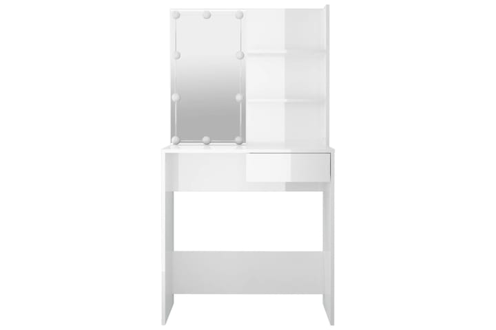 beBasic Peilipöytä LED-valoilla korkeakiilto valkoinen 74,5x40x141 cm - Valkoinen - Meikki- & kampauspöydät