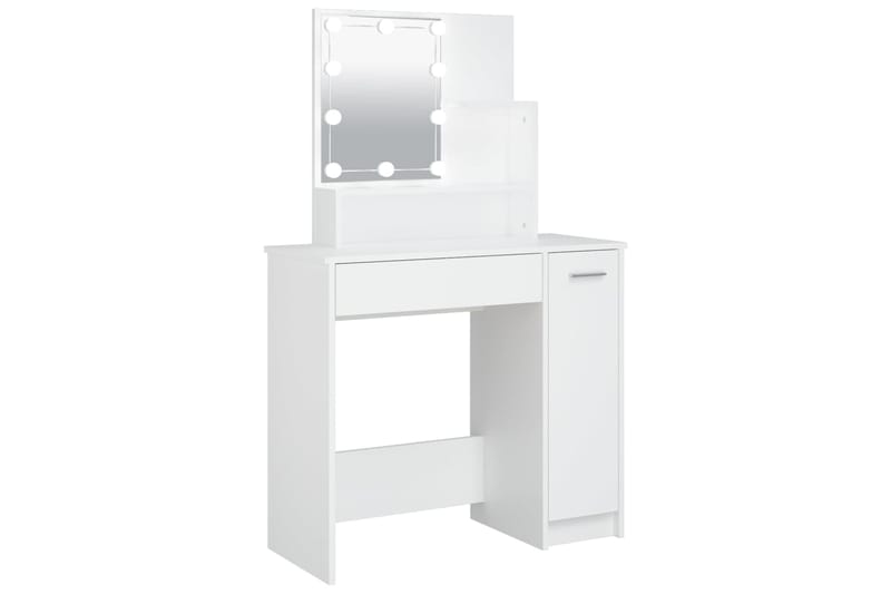 beBasic Peilipöytä LED-valoilla valkoinen 86,5x35x136 cm - Valkoinen - Huonekalut - Pöytä & ruokailuryhmä - Meikki- & kampauspöydät