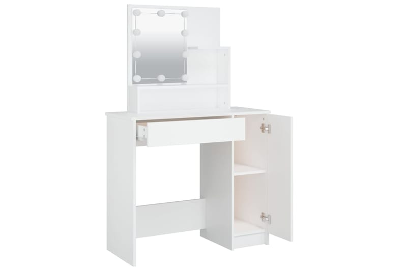 beBasic Peilipöytä LED-valoilla valkoinen 86,5x35x136 cm - Valkoinen - Huonekalut - Pöytä & ruokailuryhmä - Meikki- & kampauspöydät