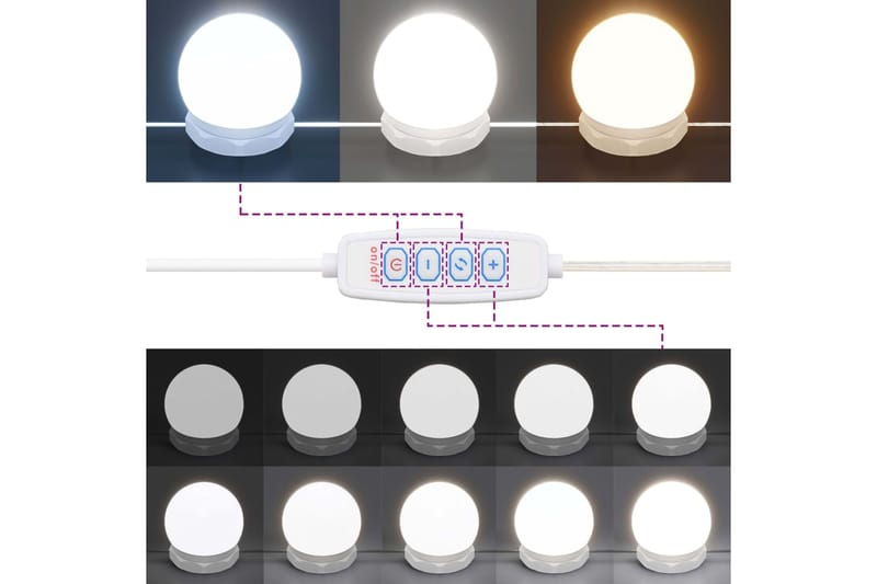 beBasic Peilipöytä LED-valoilla ruskea tammi 86,5x35x136 cm - Ruskea - Huonekalut - Pöytä & ruokailuryhmä - Meikki- & kampauspöydät