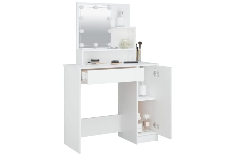 beBasic Peilipöytä LED-valoilla valkoinen 86,5x35x136 cm - Valkoinen - Huonekalut - Pöytä & ruokailuryhmä - Meikki- & kampauspöydät