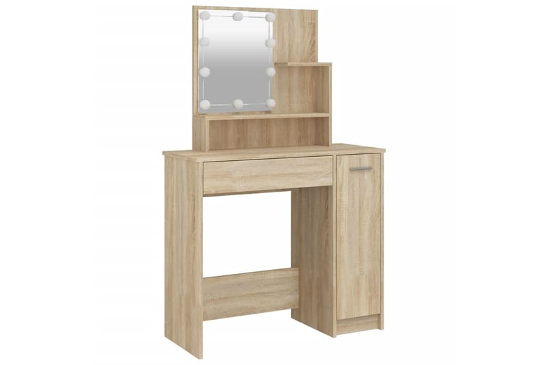 beBasic Peilipöytä LED-valoilla Sonoma-tammi 86,5x35x136 cm - Ruskea - Huonekalut - Pöytä & ruokailuryhmä - Meikki- & kampauspöydät