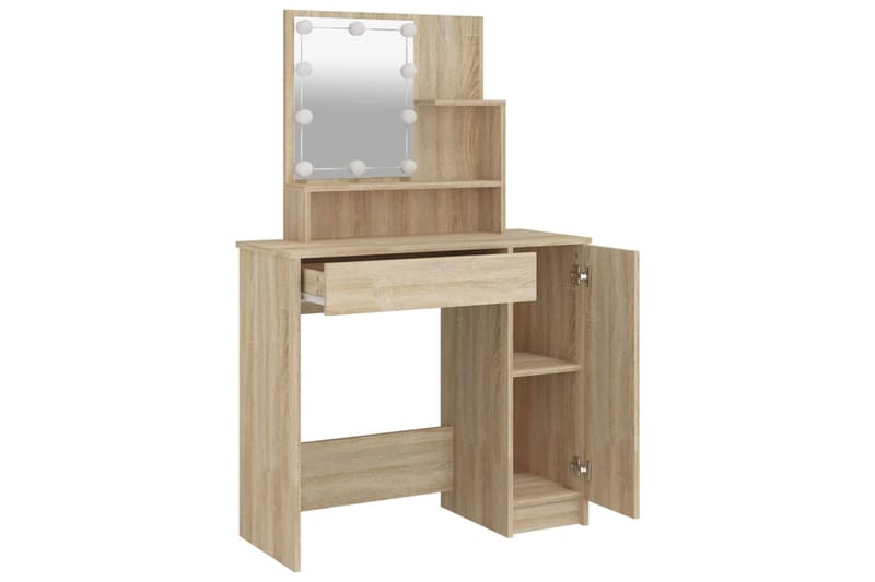 beBasic Peilipöytä LED-valoilla Sonoma-tammi 86,5x35x136 cm - Ruskea - Huonekalut - Pöytä & ruokailuryhmä - Meikki- & kampauspöydät