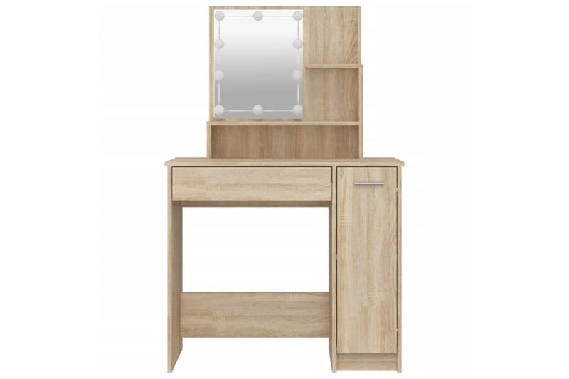 beBasic Peilipöytä LED-valoilla Sonoma-tammi 86,5x35x136 cm - Ruskea - Huonekalut - Pöytä & ruokailuryhmä - Meikki- & kampauspöydät