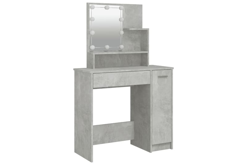beBasic Peilipöytä LED-valoilla betoninharmaa 86,5x35x136 cm - Harmaa - Huonekalut - Pöytä & ruokailuryhmä - Meikki- & kampauspöydät