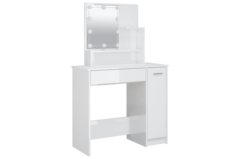 beBasic Peilipöytä LED-valoilla korkeakiilto valkoinen 86,5x35x136 cm - Valkoinen - Huonekalut - Pöytä & ruokailuryhmä - Meikki- & kampauspöydät