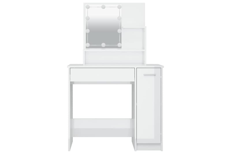beBasic Peilipöytä LED-valoilla korkeakiilto valkoinen 86,5x35x136 cm - Valkoinen - Huonekalut - Pöytä & ruokailuryhmä - Meikki- & kampauspöydät