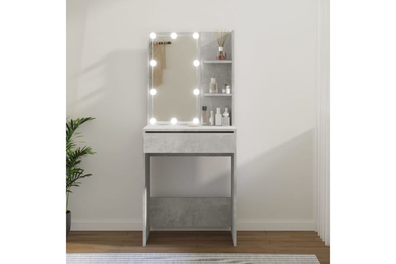 beBasic Peilipöytä LED-valoilla betoninharmaa 60x40x140 cm - Harmaa - Huonekalut - Pöytä & ruokailuryhmä - Meikki- & kampauspöydät
