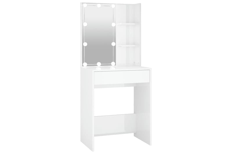 beBasic Peilipöytä LED-valoilla korkeakiilto valkoinen 60x40x140 cm - Valkoinen - Huonekalut - Pöytä & ruokailuryhmä - Meikki- & kampauspöydät