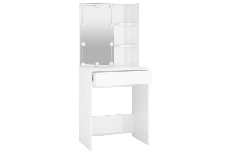 beBasic Peilipöytä LED-valoilla korkeakiilto valkoinen 60x40x140 cm - Valkoinen - Huonekalut - Pöytä & ruokailuryhmä - Meikki- & kampauspöydät