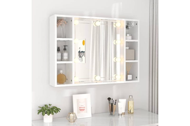beBasic Peilikaappi LED-valoilla korkeakiilto valkoinen 76x15x55 cm - Valkoinen - Huonekalut - Pöytä & ruokailuryhmä - Meikki- & kampauspöydät