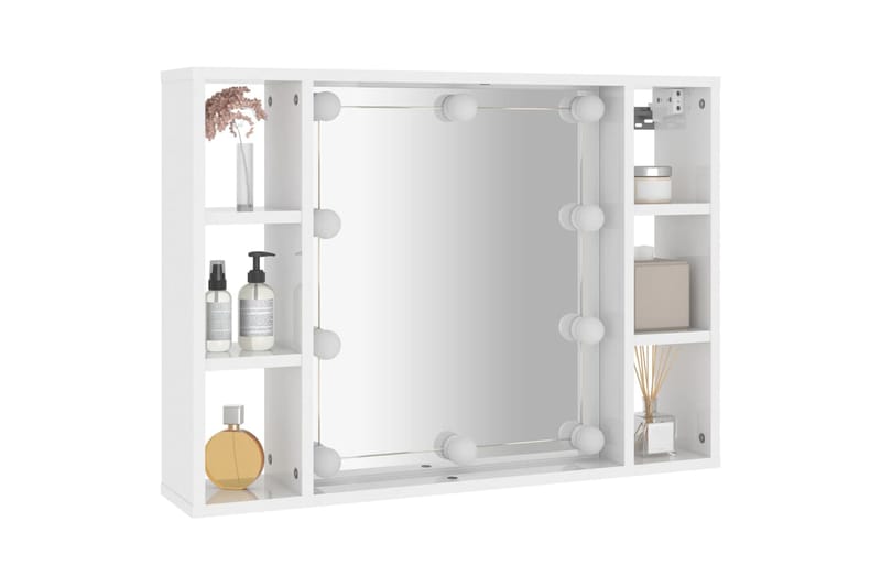 beBasic Peilikaappi LED-valoilla korkeakiilto valkoinen 76x15x55 cm - Valkoinen - Huonekalut - Pöytä & ruokailuryhmä - Meikki- & kampauspöydät