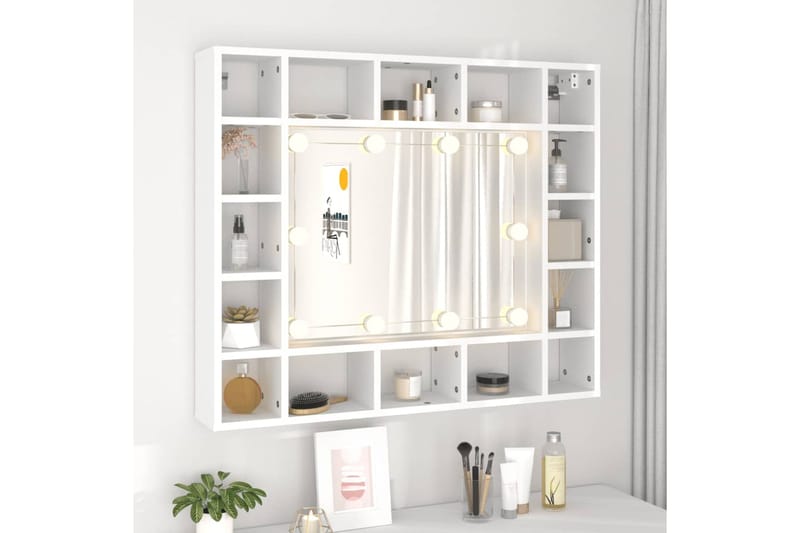 beBasic Peilikaappi LED-valoilla valkoinen 91x15x76,5 cm - Valkoinen - Huonekalut - Pöytä & ruokailuryhmä - Meikki- & kampauspöydät