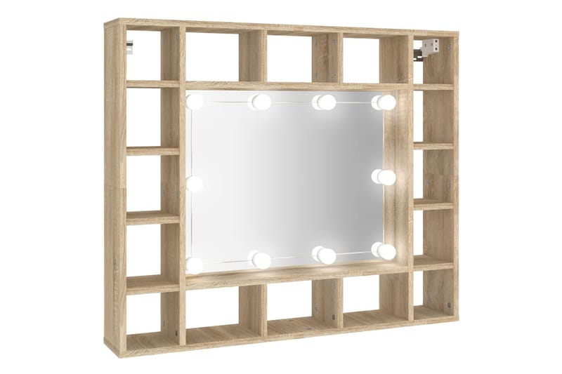 beBasic Peilikaappi LED-valoilla Sonoma-tammi 91x15x76,5 cm - Ruskea - Huonekalut - Pöytä & ruokailuryhmä - Meikki- & kampauspöydät