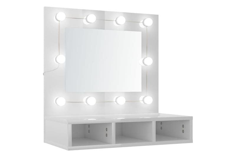 beBasic Peilikaappi LED-valoilla korkeakiilto valkoinen 60x31,5x62 cm - Valkoinen - Huonekalut - Pöytä & ruokailuryhmä - Meikki- & kampauspöydät
