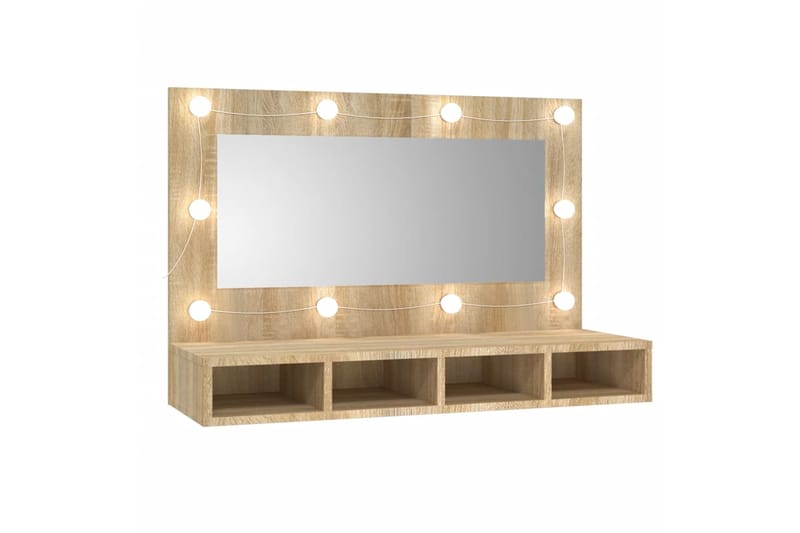 beBasic Peilikaappi LED-valoilla Sonoma-tammi 90x31,5x62 cm - Ruskea - Huonekalut - Pöytä & ruokailuryhmä - Meikki- & kampauspöydät