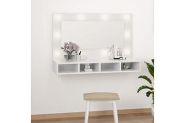 beBasic Peilikaappi LED-valoilla korkeakiilto valkoinen 90x31,5x62 cm - Valkoinen - Huonekalut - Pöytä & ruokailuryhmä - Meikki- & kampauspöydät