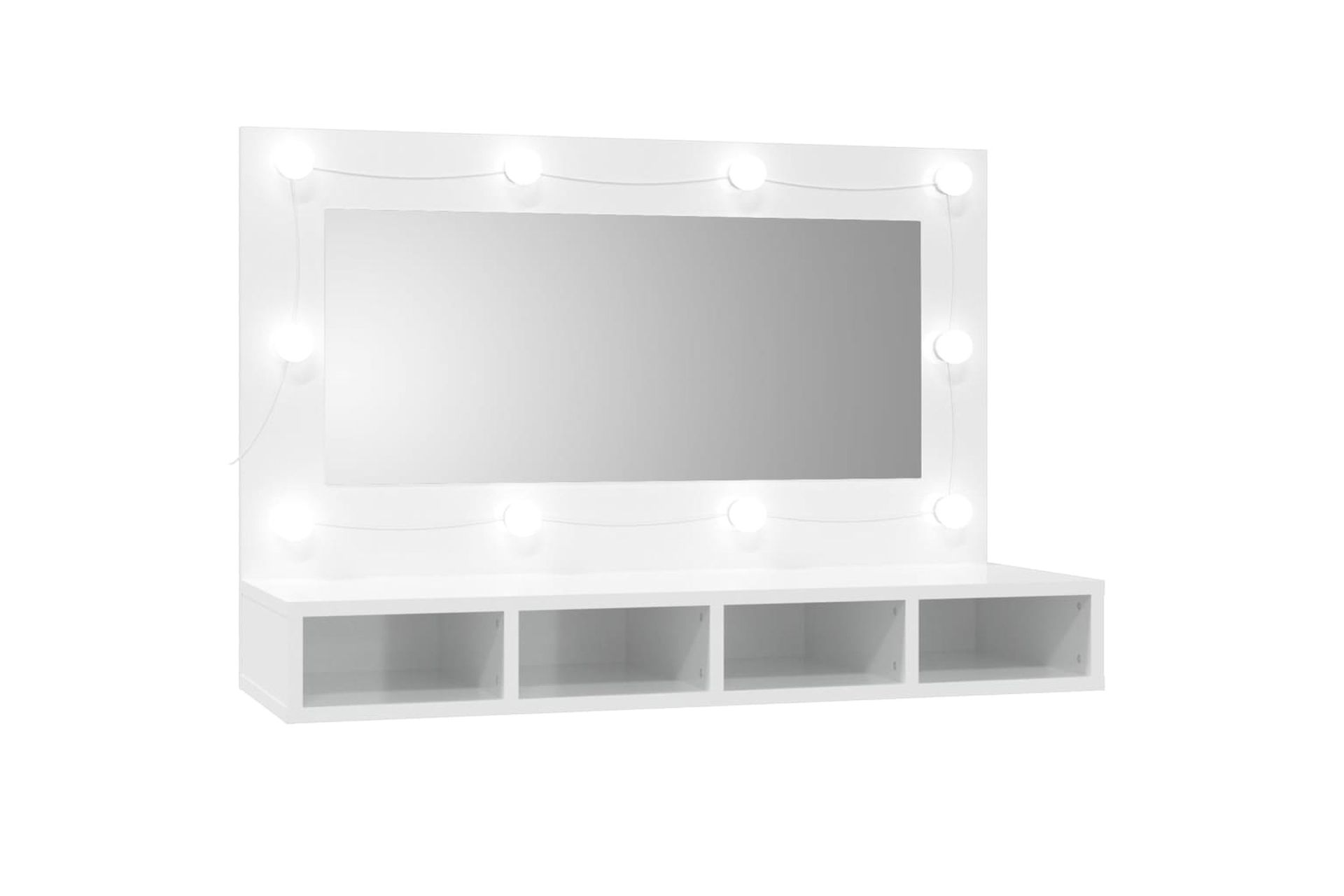 beBasic Peilikaappi LED-valoilla korkeakiilto valkoinen 90x31,5x62 cm - Valkoinen - Huonekalut - Pöytä & ruokailuryhmä - Meikki- & kampauspöydät