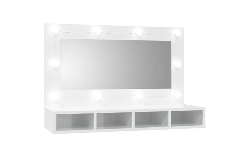 beBasic Peilikaappi LED-valoilla korkeakiilto valkoinen 90x31,5x62 cm - Valkoinen - Huonekalut - Pöytä & ruokailuryhmä - Meikki- & kampauspöydät