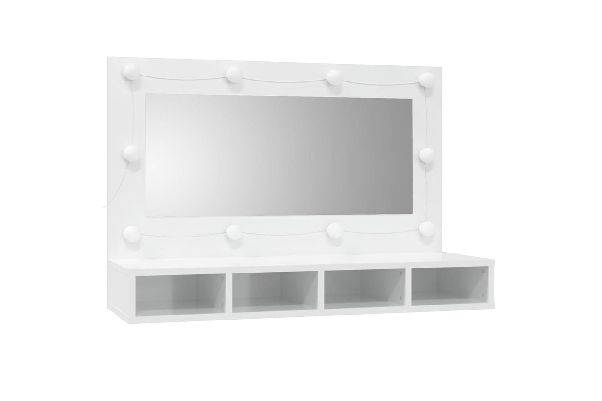 beBasic Peilikaappi LED-valoilla korkeakiilto valkoinen 90x31,5x62 cm - Valkoinen - Huonekalut - Pöytä & ruokailuryhmä - Meikki- & kampauspöydät