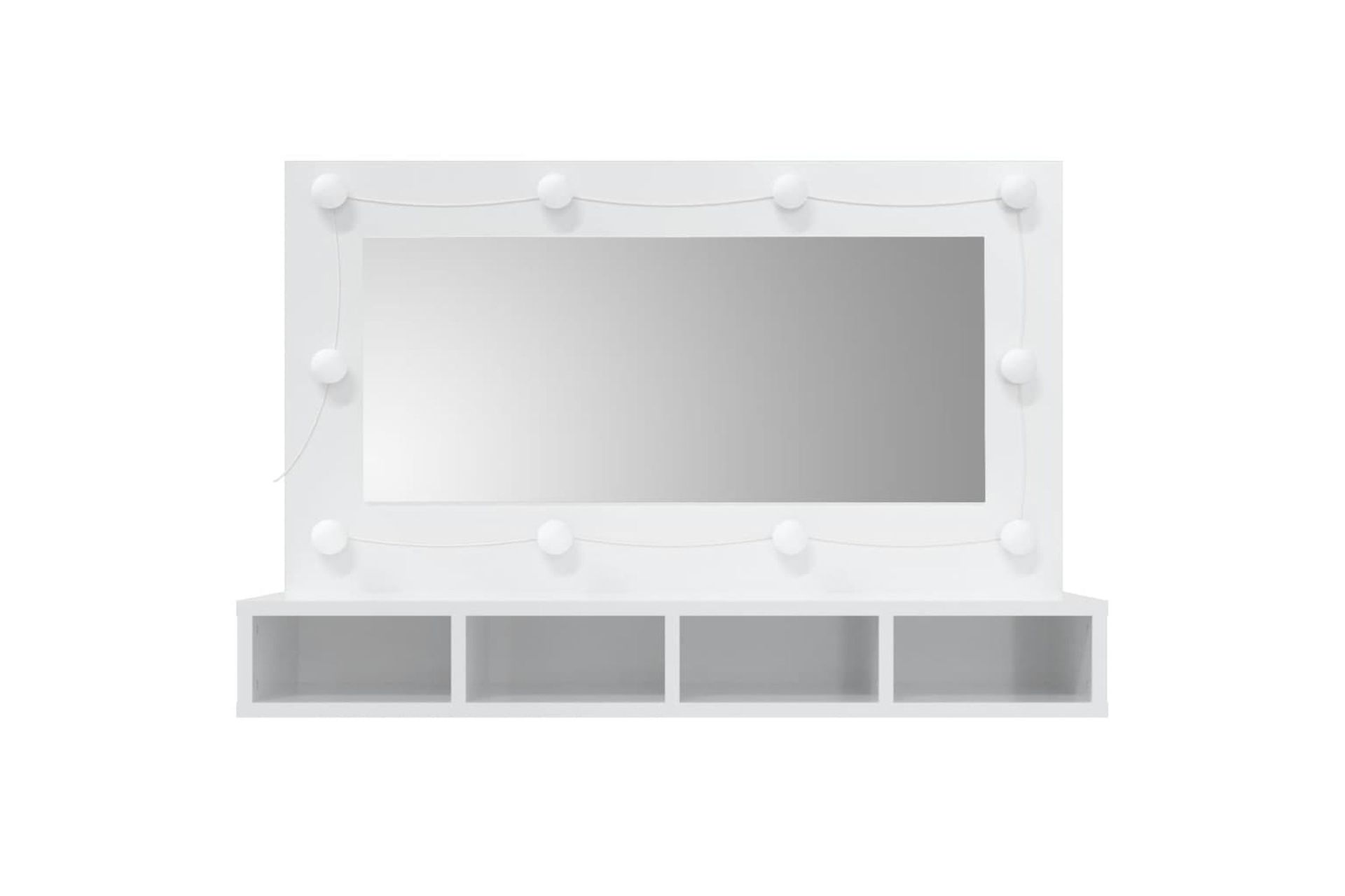 beBasic Peilikaappi LED-valoilla korkeakiilto valkoinen 90x31,5x62 cm - Valkoinen - Huonekalut - Pöytä & ruokailuryhmä - Meikki- & kampauspöydät