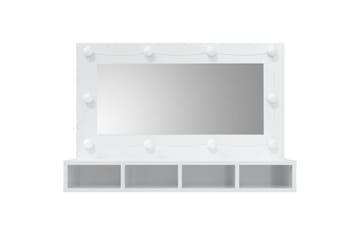 beBasic Peilikaappi LED-valoilla korkeakiilto valkoinen 90x31,5x62 cm - Valkoinen - Huonekalut - Pöytä & ruokailuryhmä - Meikki- & kampauspöydät
