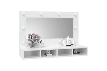 beBasic Peilikaappi LED-valoilla korkeakiilto valkoinen 90x31,5x62 cm - Valkoinen - Huonekalut - Pöytä & ruokailuryhmä - Meikki- & kampauspöydät