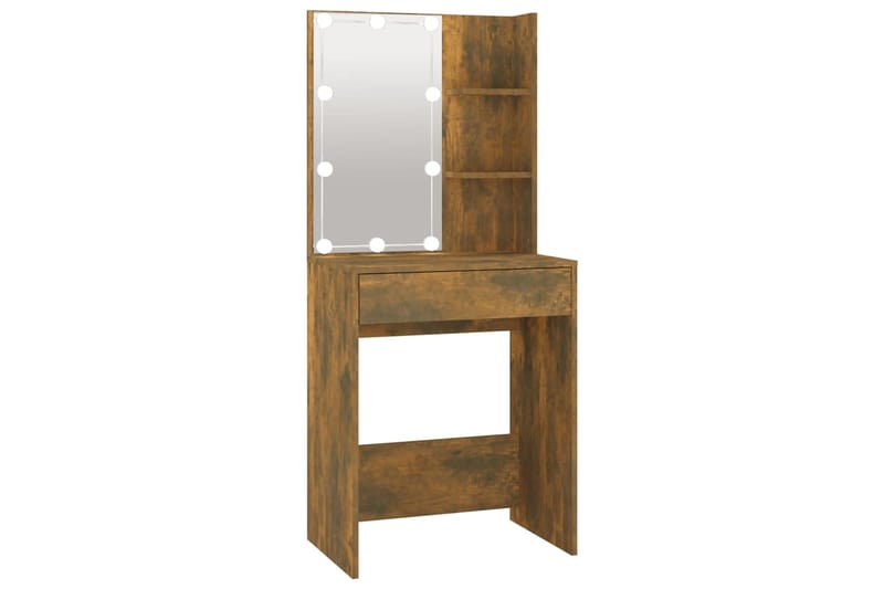 beBasic Peilipöytä LED-valoilla savutammi 60x40x140 cm - Ruskea - Huonekalut - Pöytä & ruokailuryhmä - Meikki- & kampauspöydät